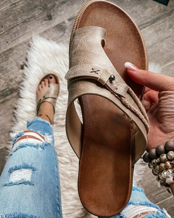 Sienna | Women's Braided Toe Ring Slide Sandals