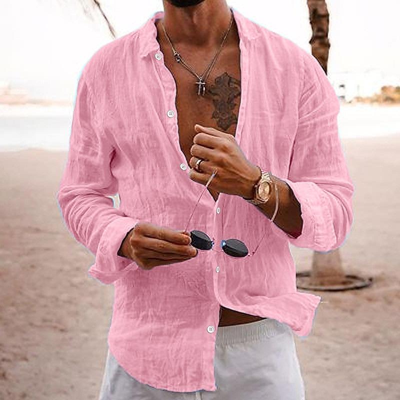 Thiago | Men's Linen Button Front Casual Shirt