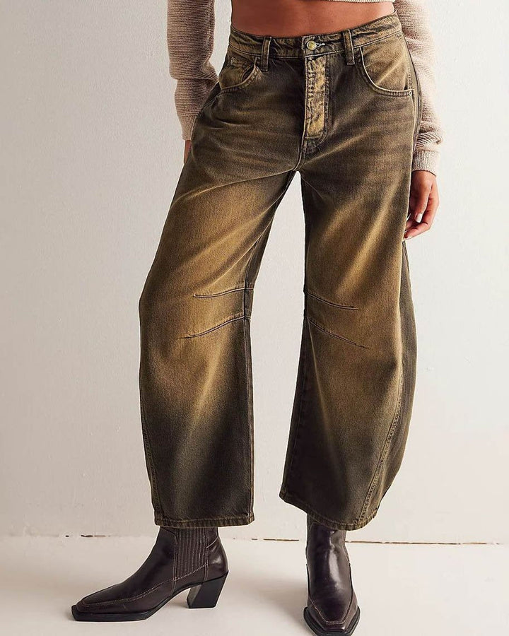 Rhea | Women's Mid Rise Barrel Leg Denim Jeans