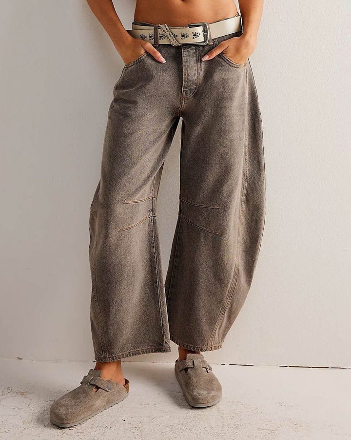 Rhea | Women's Mid Rise Barrel Leg Denim Jeans