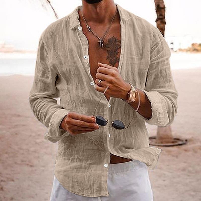 Thiago | Men's Linen Button Front Casual Shirt