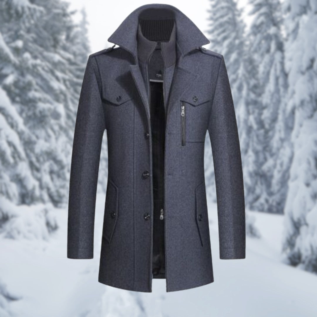 Man wearing the Julius men's coat, front view