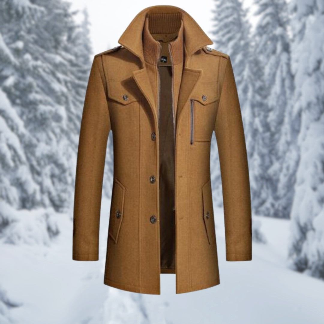 Man wearing the Julius men's coat, side view