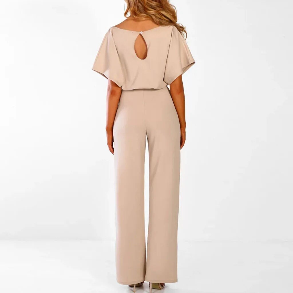 Freya | Women's Batwing Sleeve Boat Neck Belted Jumpsuit