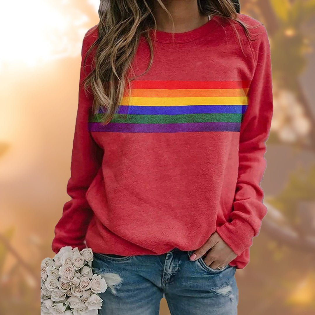 Woman wearing the Juno women's sweater, front view