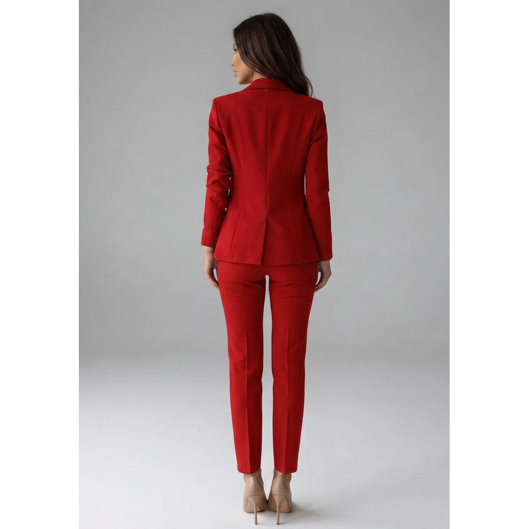 Woman wearing the Katalin women's button-up set, model view