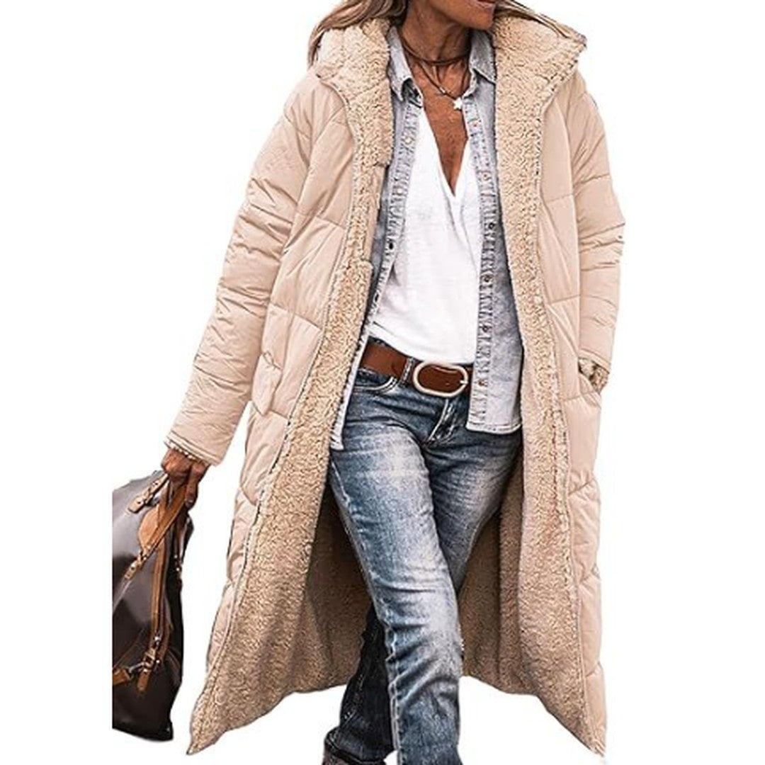 Woman wearing the Katarina women's long-sleeve coat, 12 view