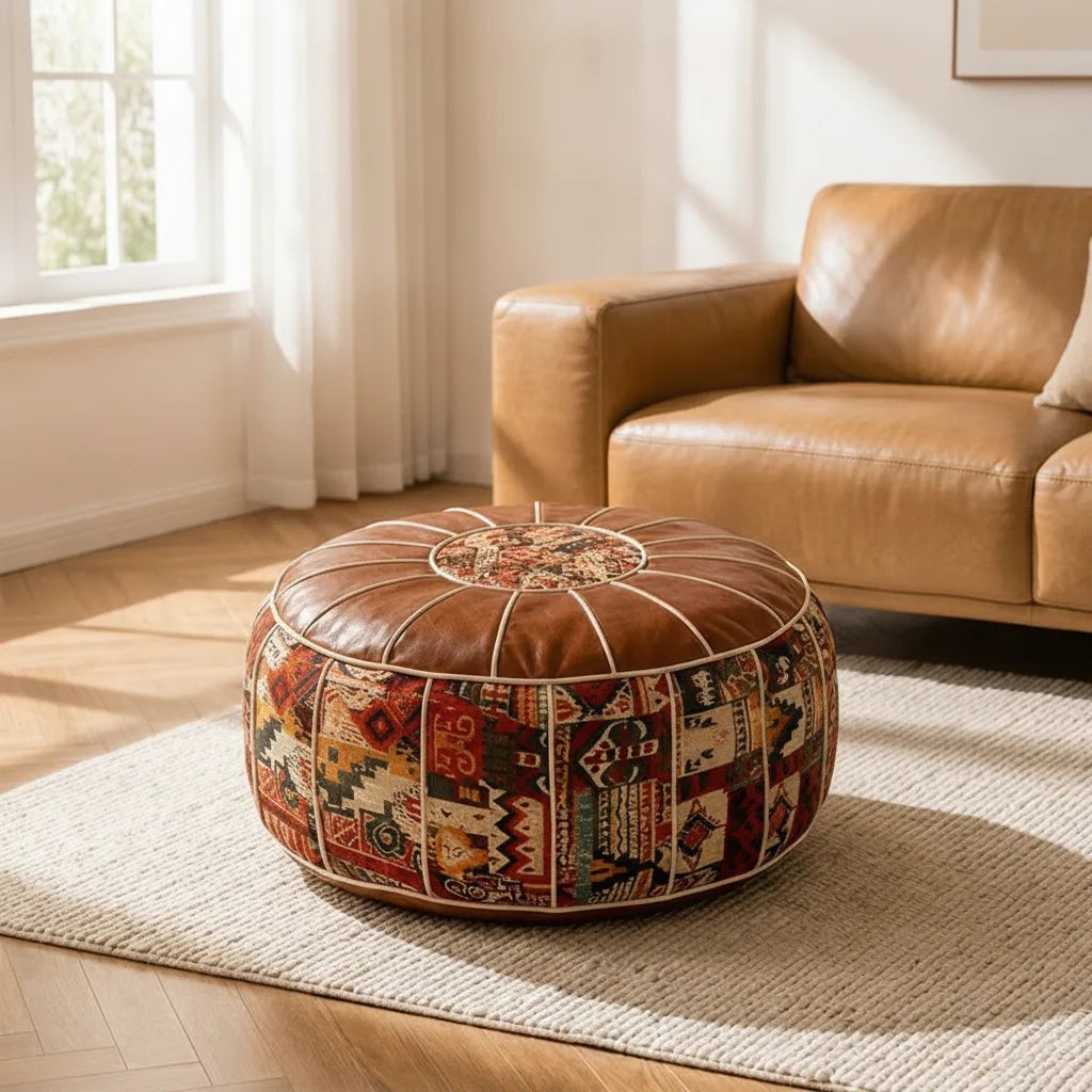 Kilim patchwork storage ottoman footstool - product photo 1