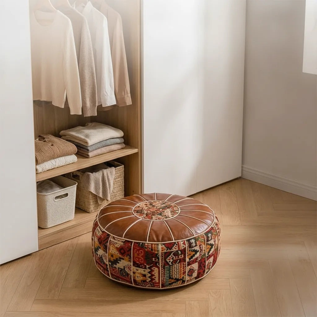 Kilim patchwork storage ottoman footstool - product photo 5