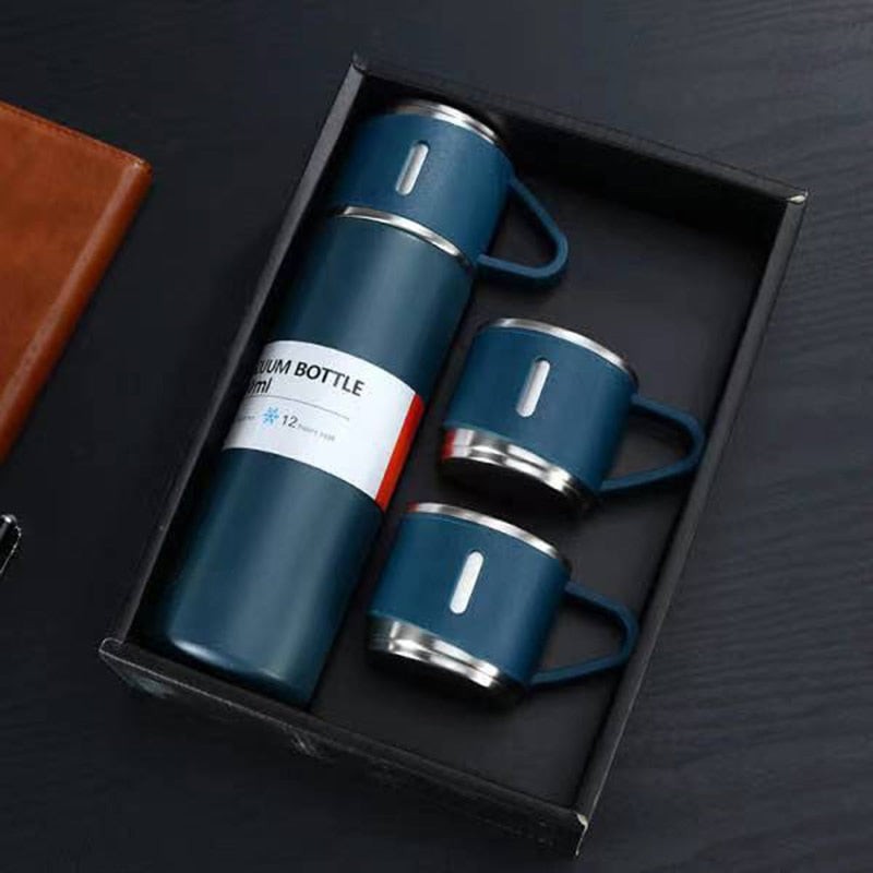 Stainless steel vacuum flask with cups - product photo 3