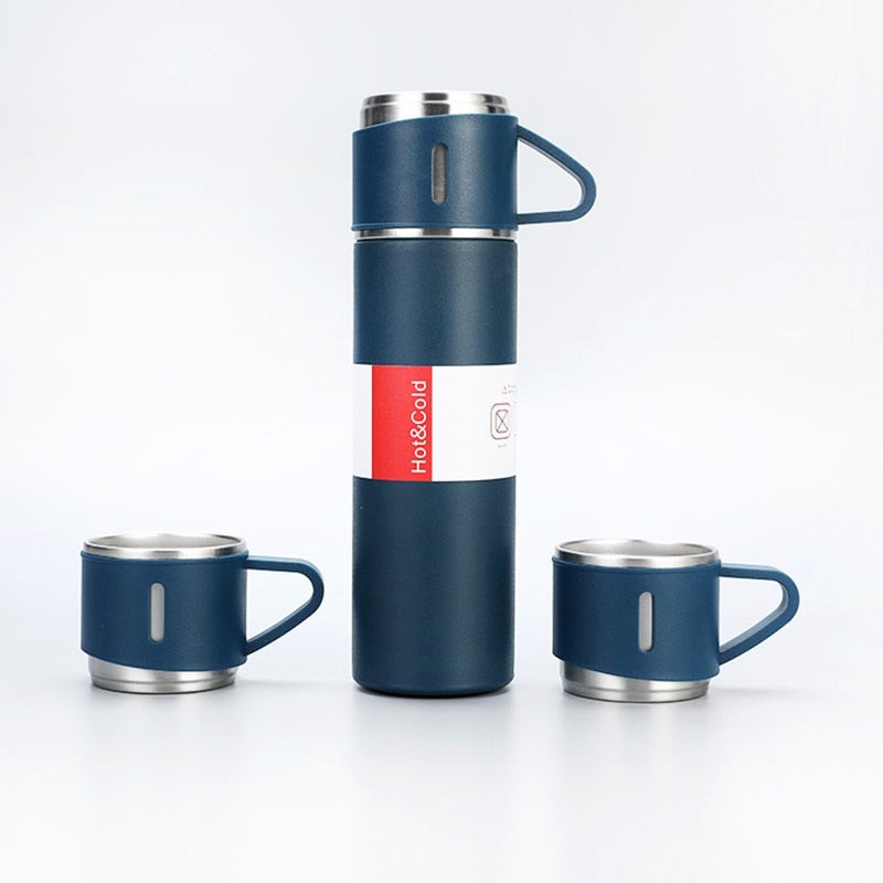Stainless steel vacuum flask with cups - product photo 5