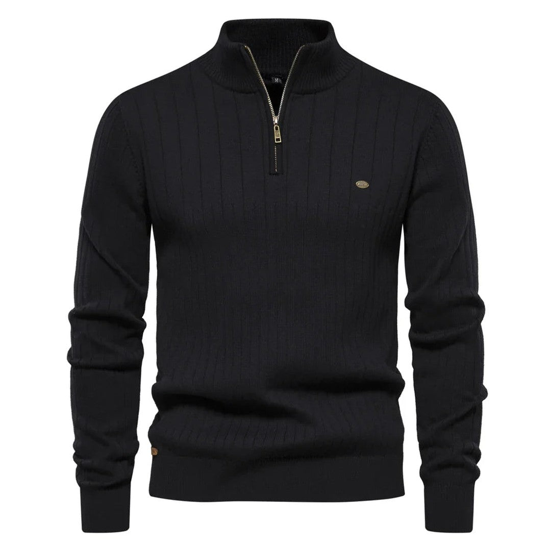 Man wearing the Killian men's cotton zip-up sweater, 10 view