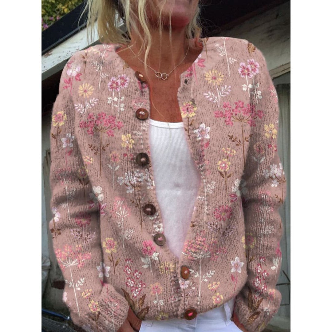 Woman wearing the Lana women's casual long-sleeve sweater, flatlay view