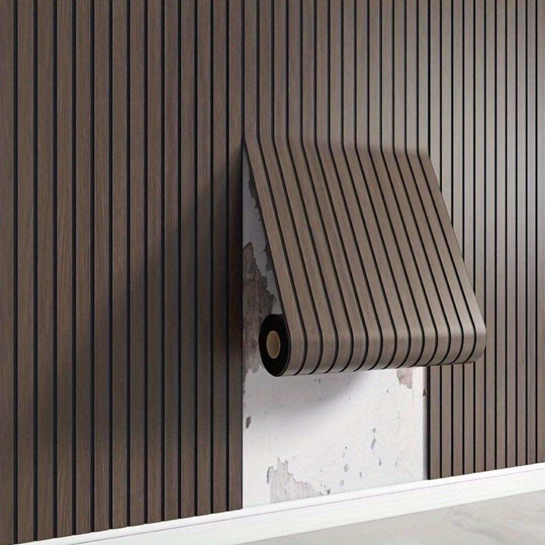Self-adhesive 3D PVC wood-effect slat wall panel - product photo 2
