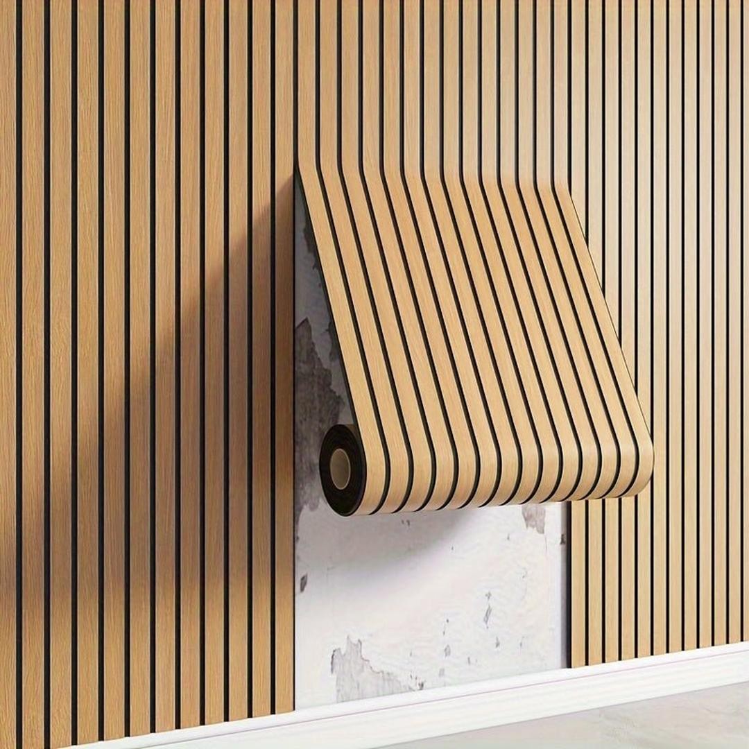 Self-adhesive 3D PVC wood-effect slat wall panel - product photo 4