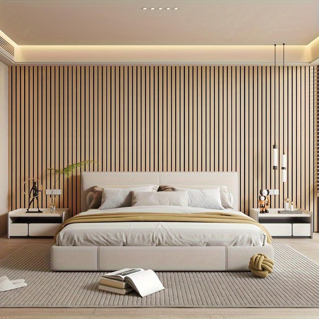 Self-adhesive 3D PVC wood-effect slat wall panel - product photo 6