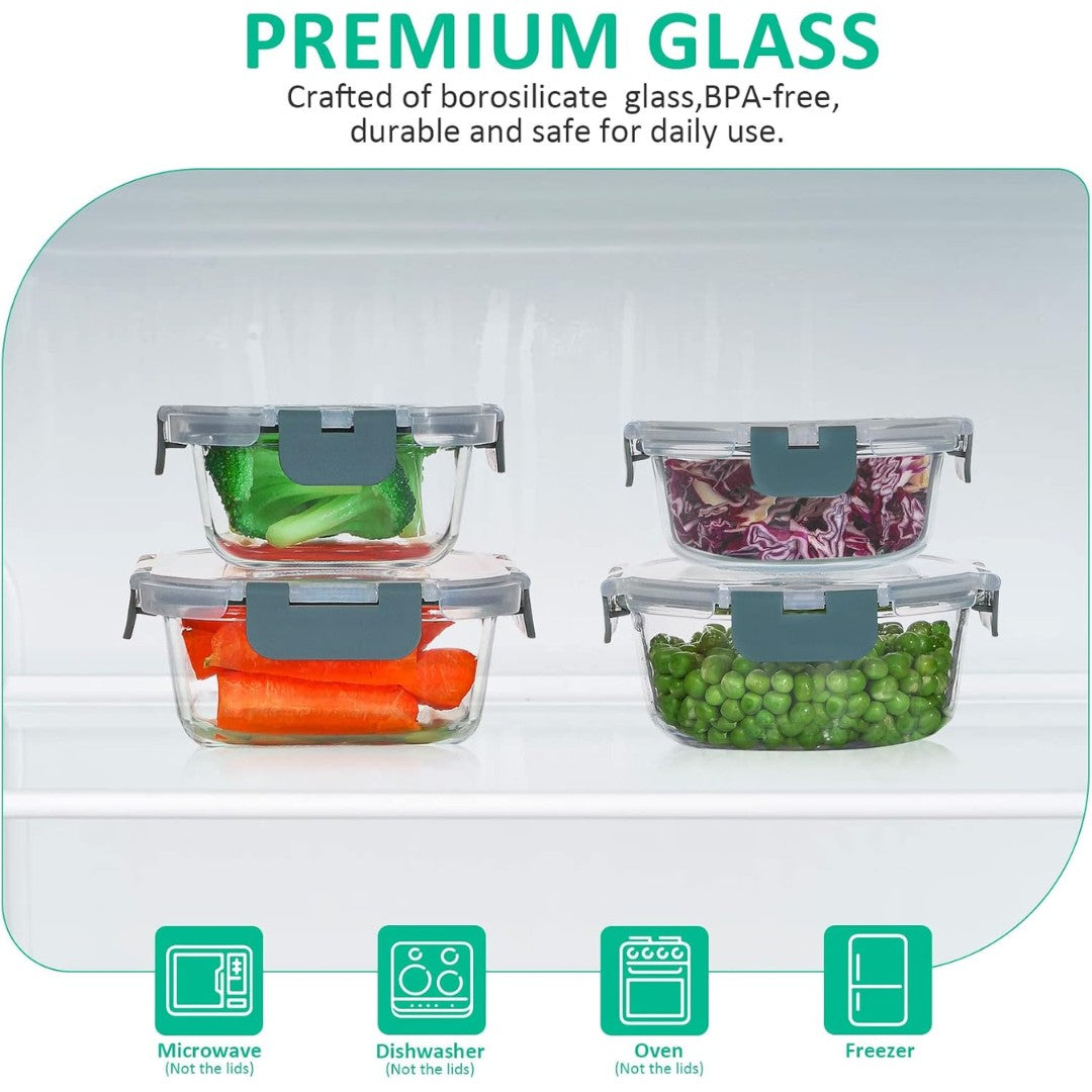 Airtight stackable glass food storage containers with lids - product photo 4