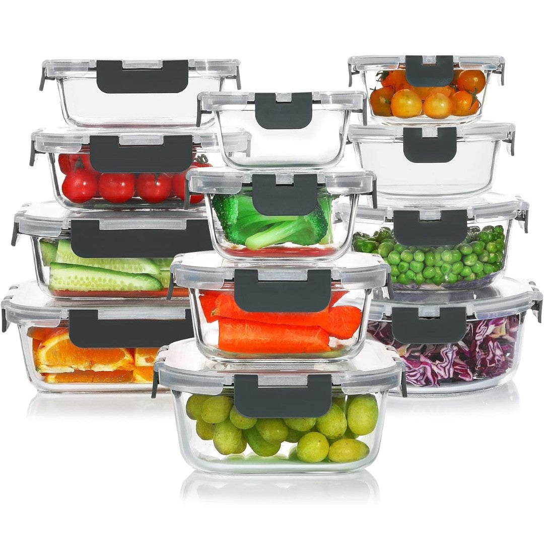 Airtight stackable glass food storage containers with lids - product photo 5