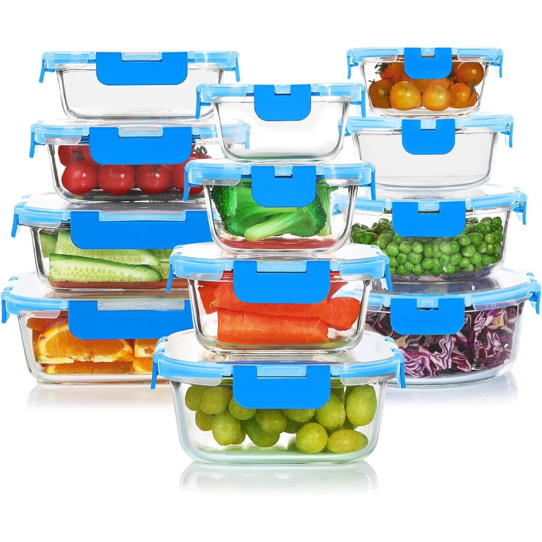 Airtight stackable glass food storage containers with lids - product photo 9
