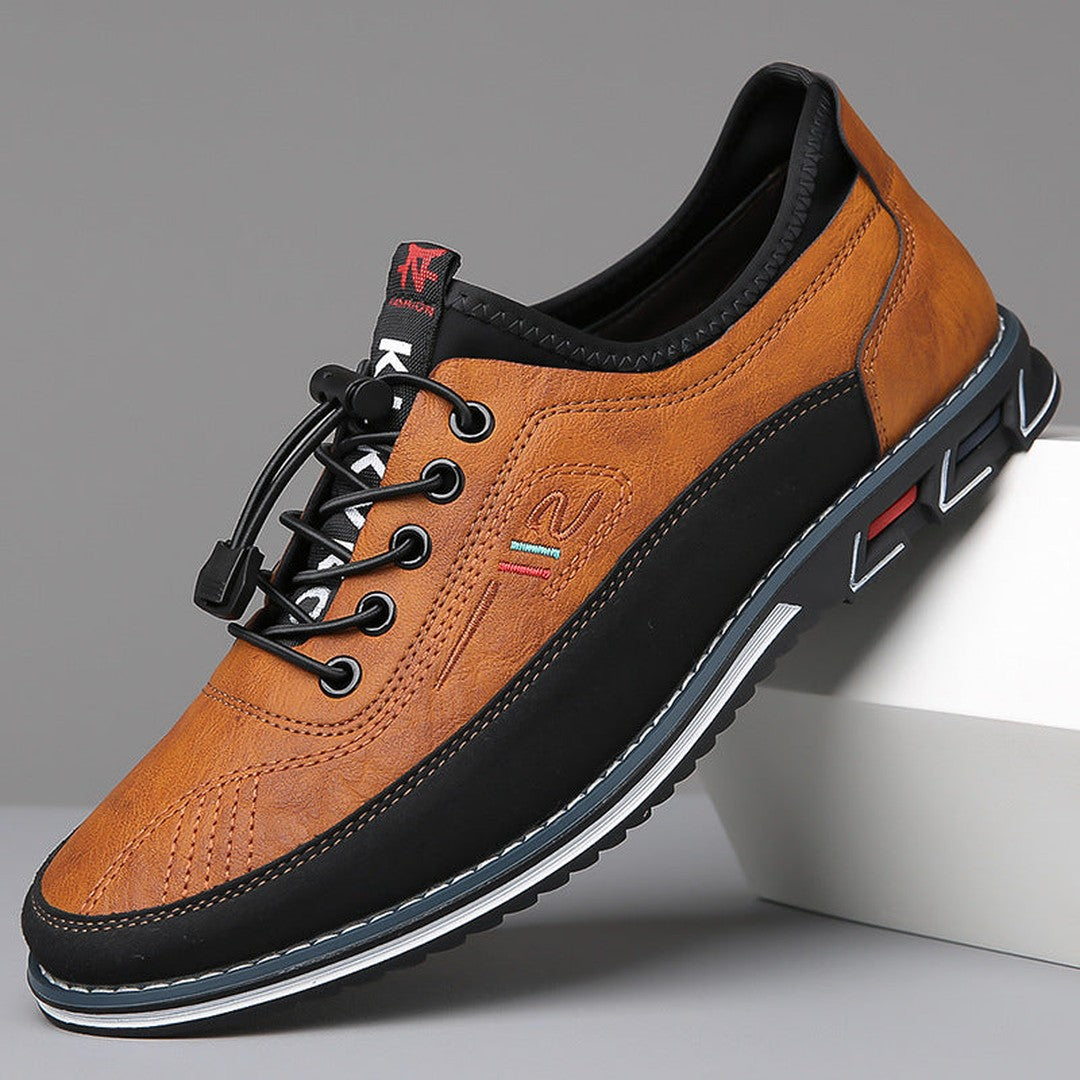 Man wearing the Ledger men's shoes, front view