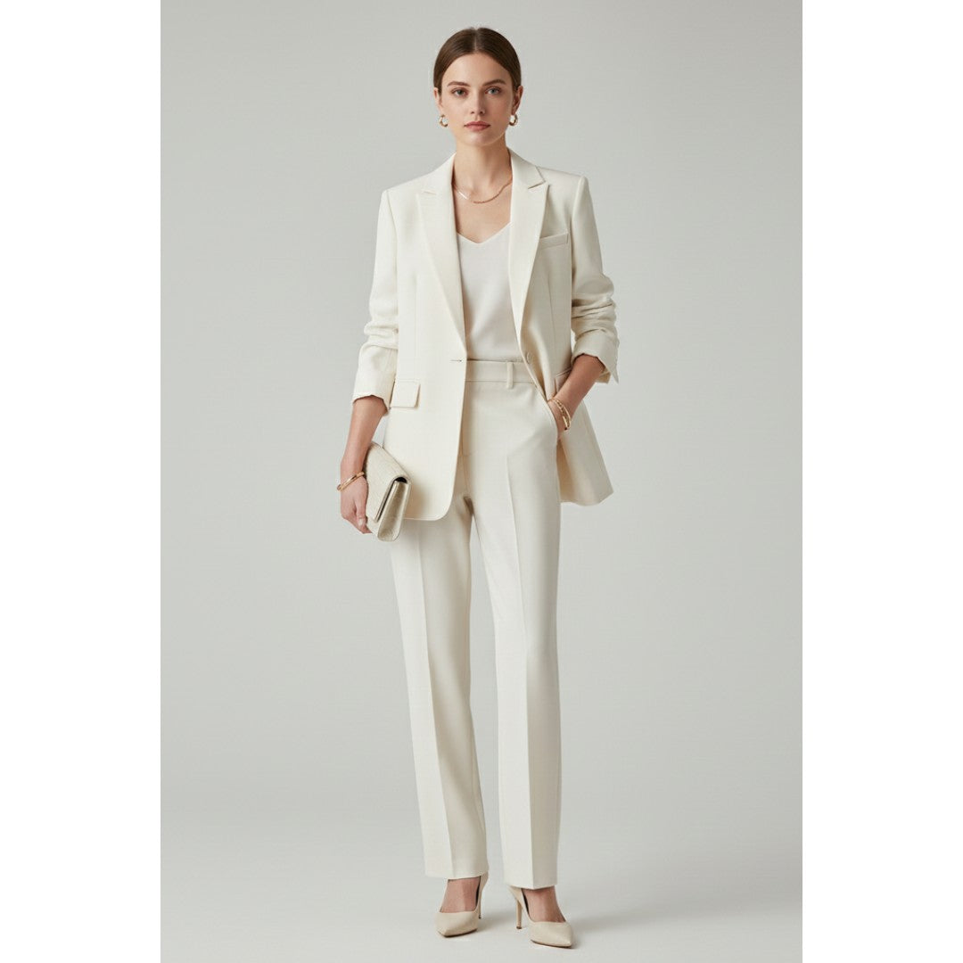 Woman wearing the Lincoln women's straight-leg set, back view