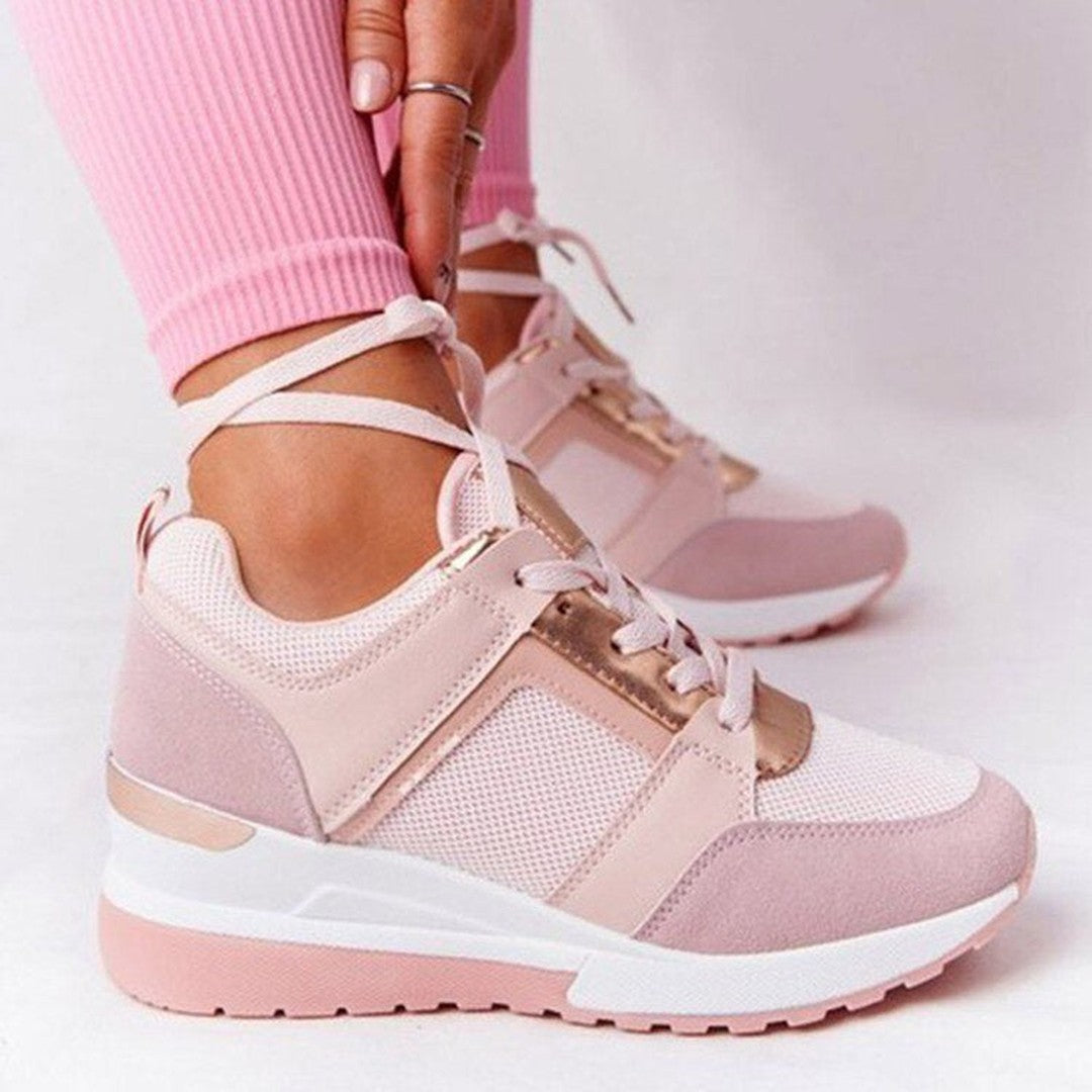 Woman wearing the Livana women's shoes, flatlay view