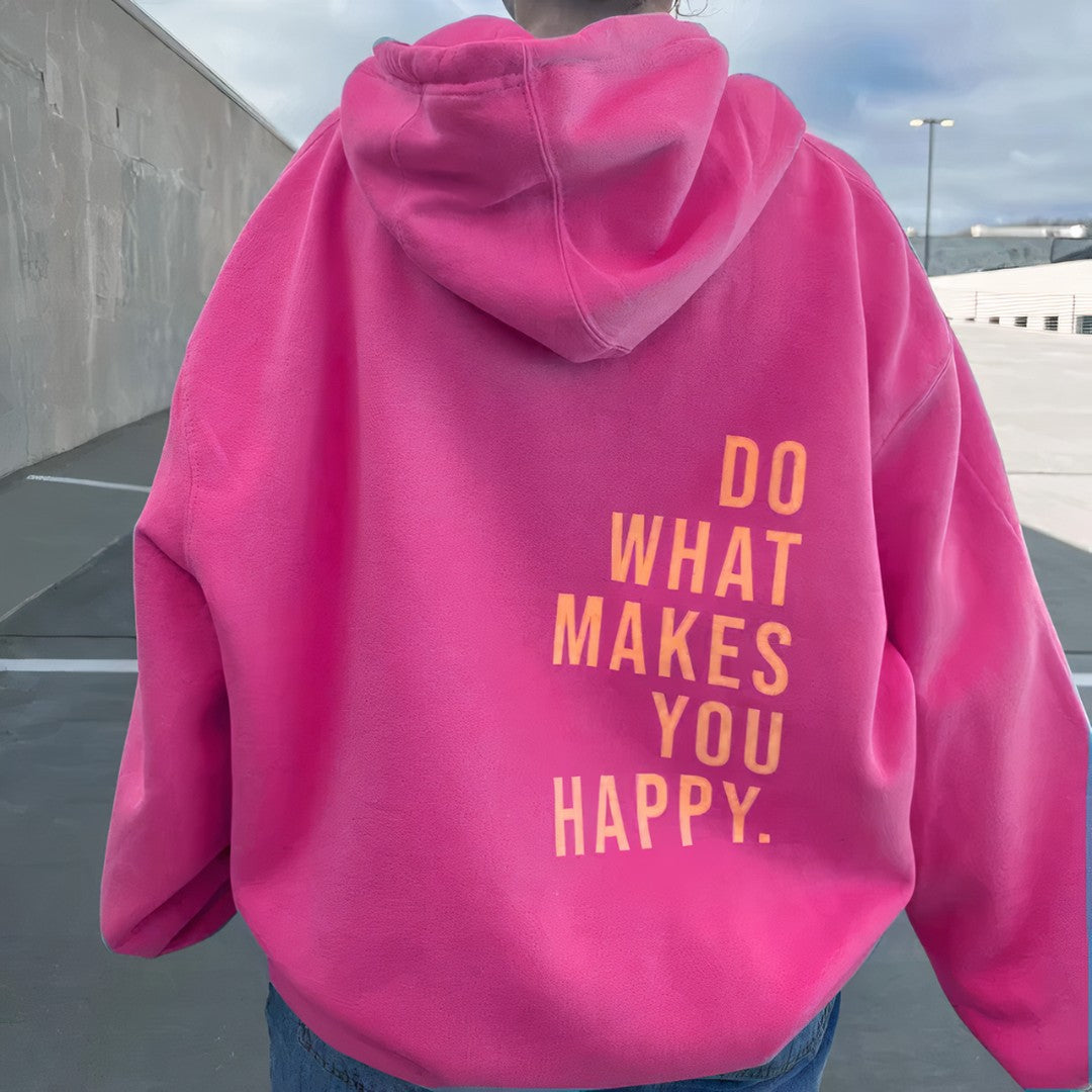 Woman wearing the Livia women's hooded hoodie, 7 view