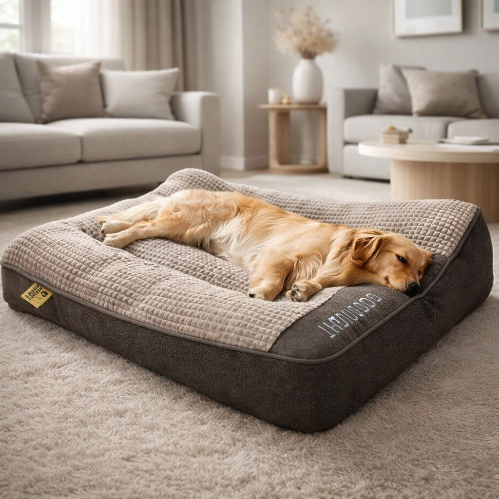 Bolstered dog bed with raised headrest - product photo 1