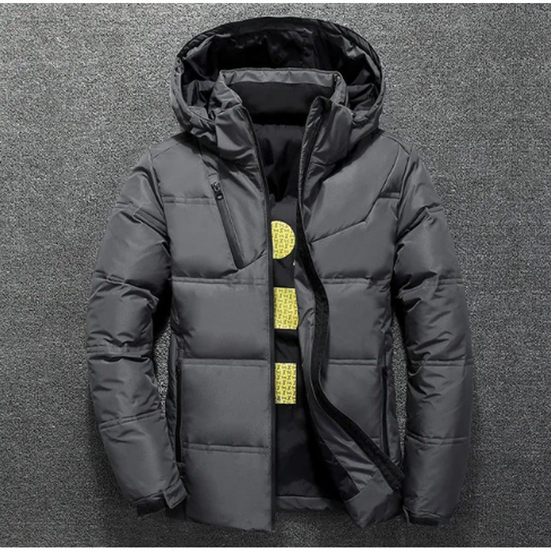 Man wearing the Lorenzo men's hooded jacket, model view