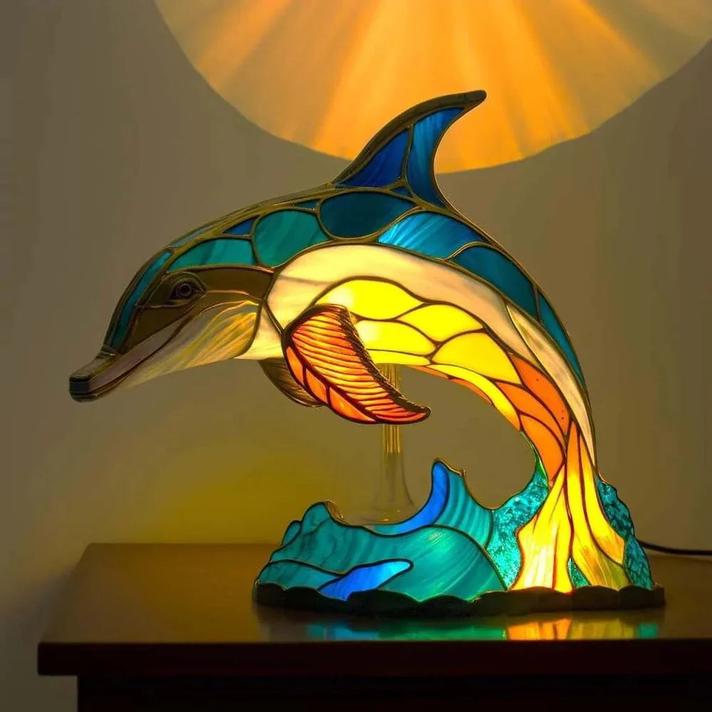 Small stained glass style animal accent lamp - product photo 1