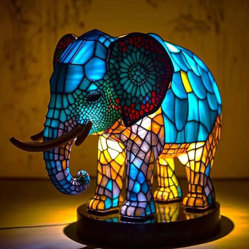 Small stained glass style animal accent lamp - product photo 10