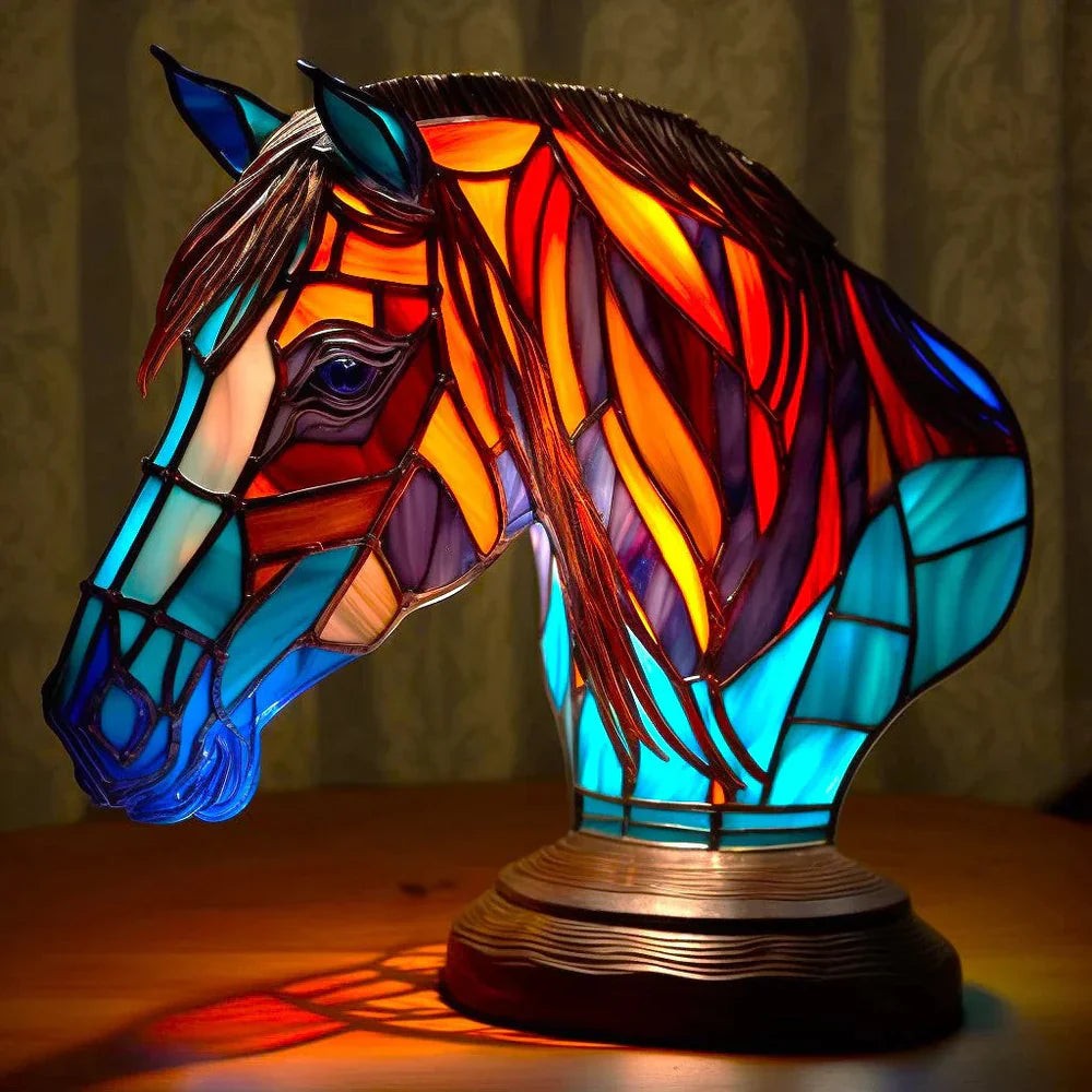 Small stained glass style animal accent lamp - product photo 12