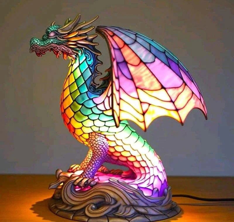 Small stained glass style animal accent lamp - product photo 19