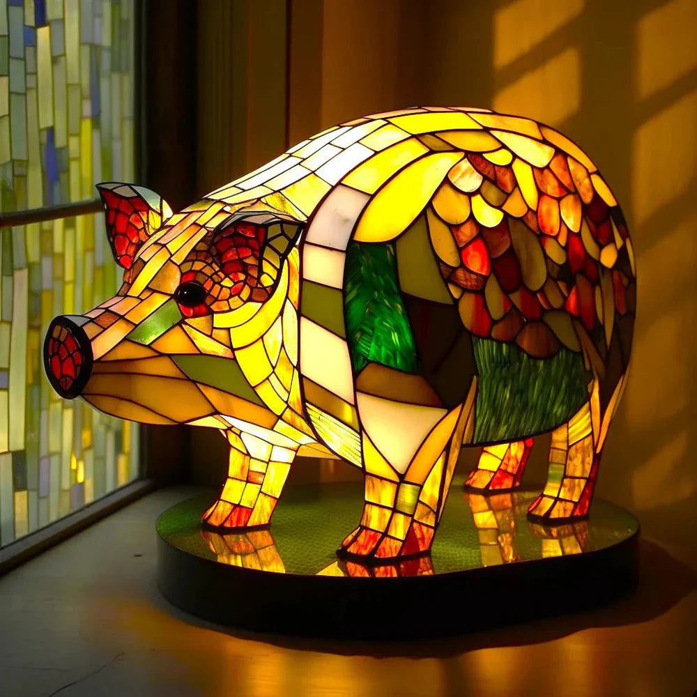 Small stained glass style animal accent lamp - product photo 3