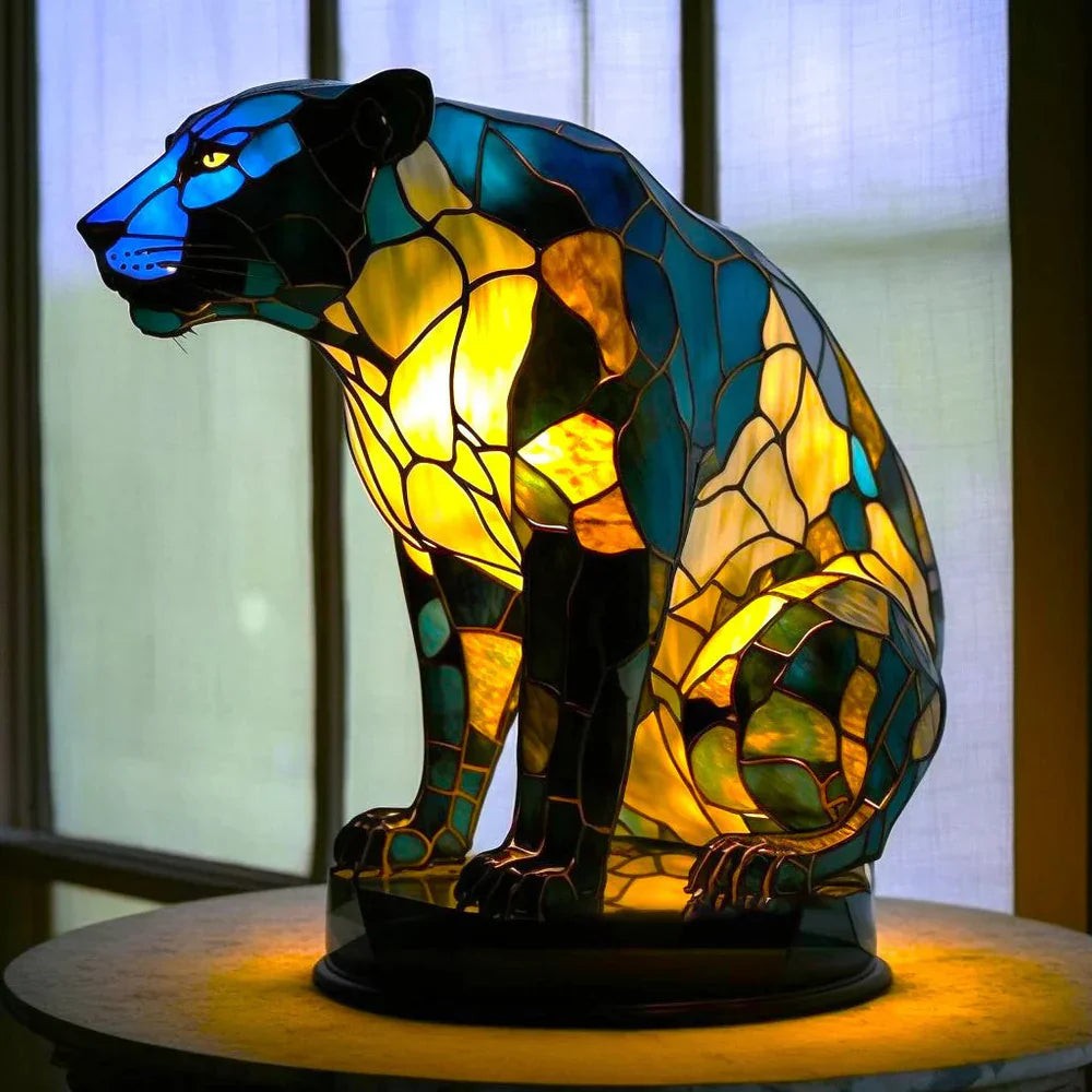 Small stained glass style animal accent lamp - product photo 4