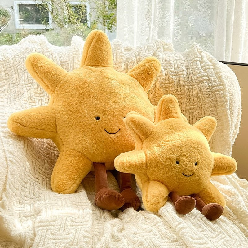 Plush sun and moon face cushion - product photo 3