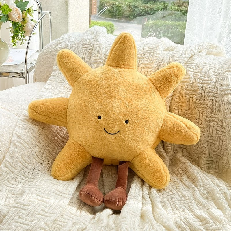 Plush sun and moon face cushion - product photo 6