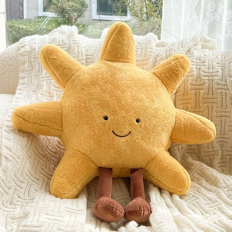 Plush sun and moon face cushion - product photo 7