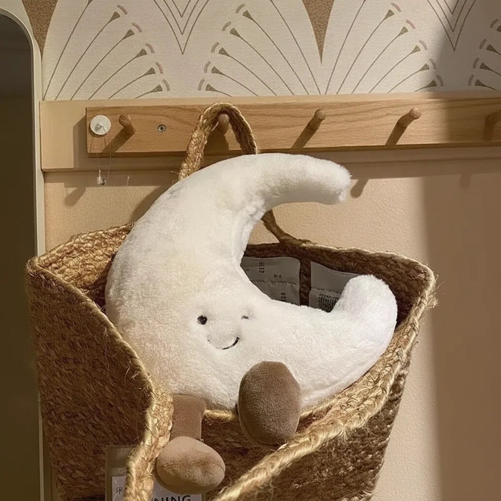 Plush sun and moon face cushion - product photo 9