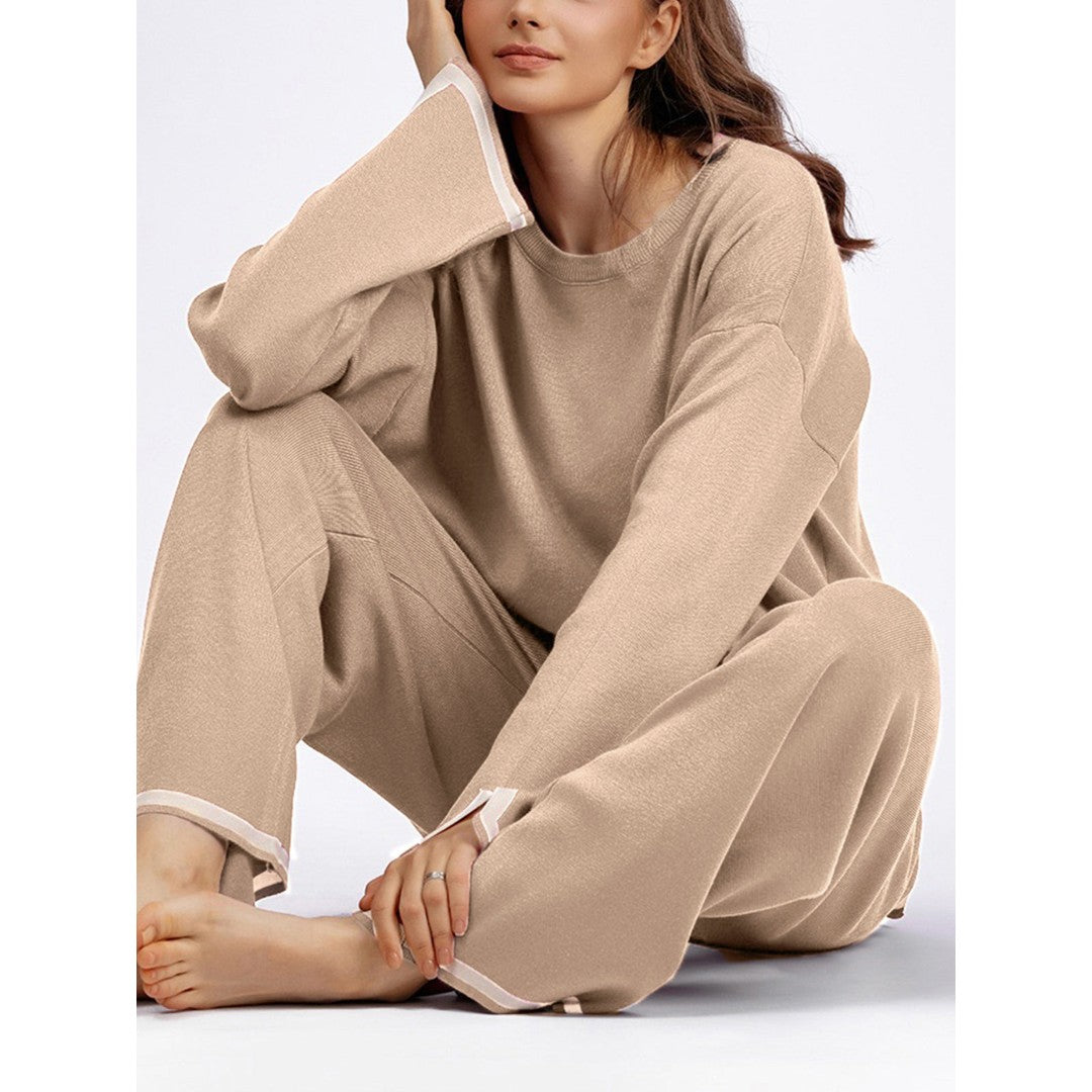 Woman wearing the Mabel women's stretch knit apparel, back view