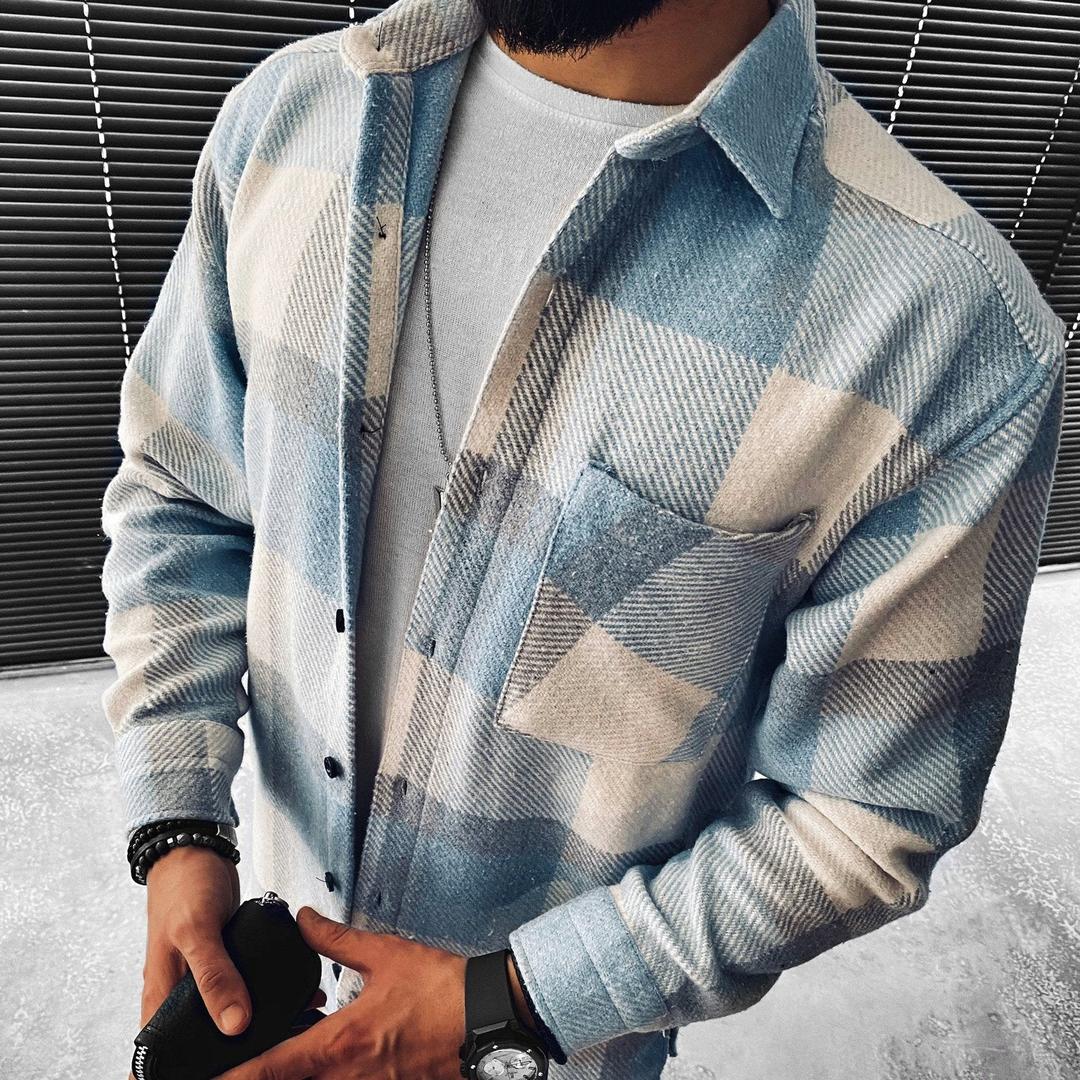 Man wearing the Maddox men's polo shirt, front view