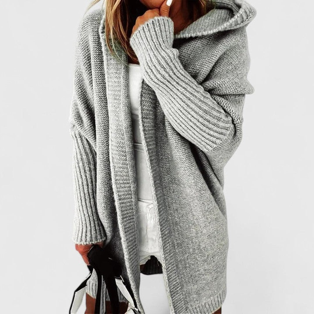 Woman wearing the Madelyn women's cardigan, flatlay view