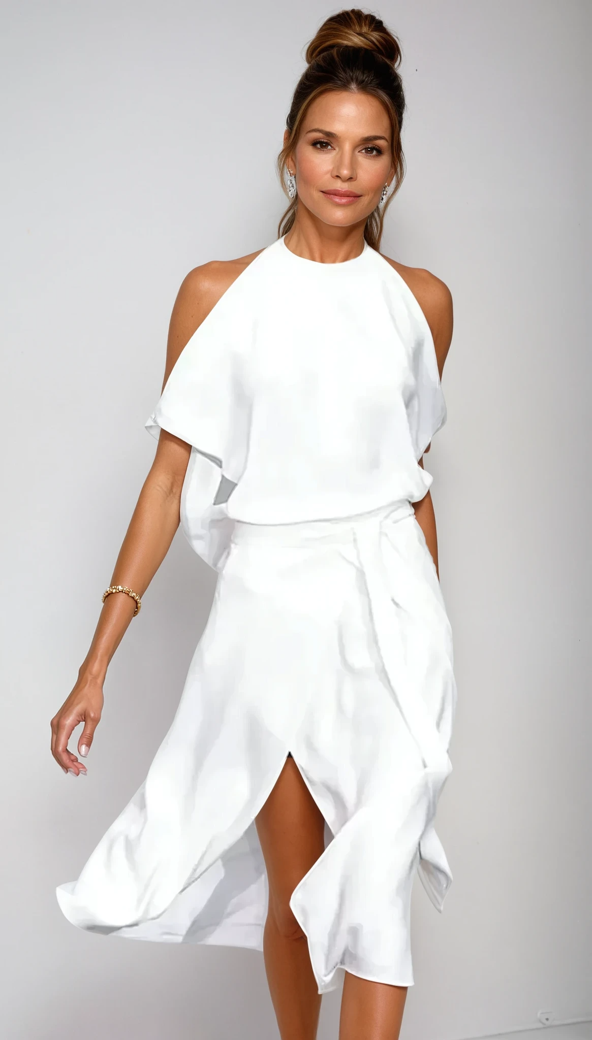 Clara | Women's Halter Neck A-Line Dress With Slit