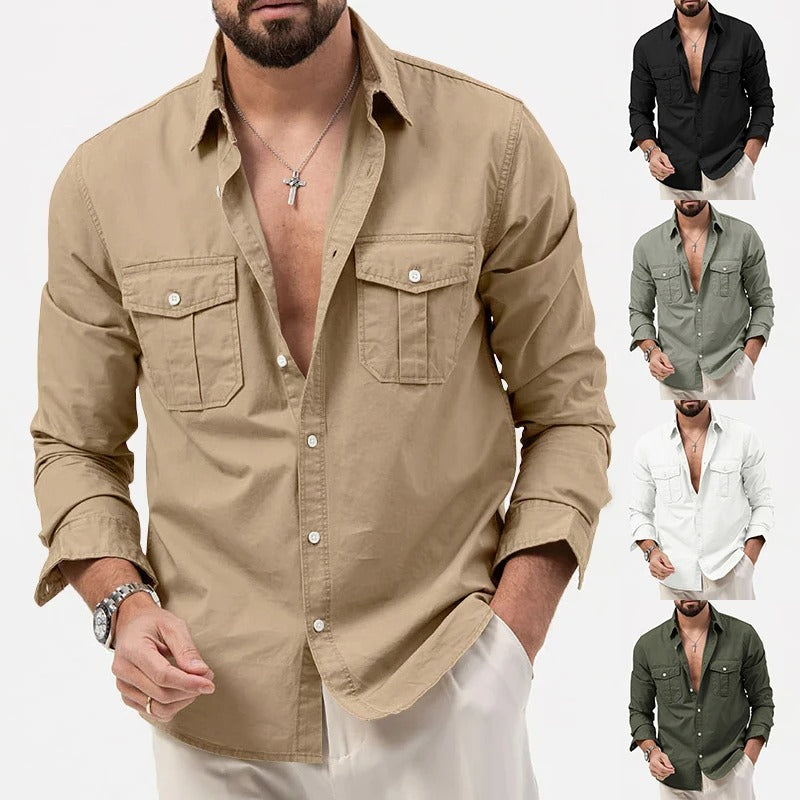 Ethan | Men's Utility Double Pocket Button-Front Shirt