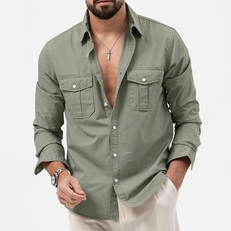 Ethan | Men's Utility Double Pocket Button-Front Shirt