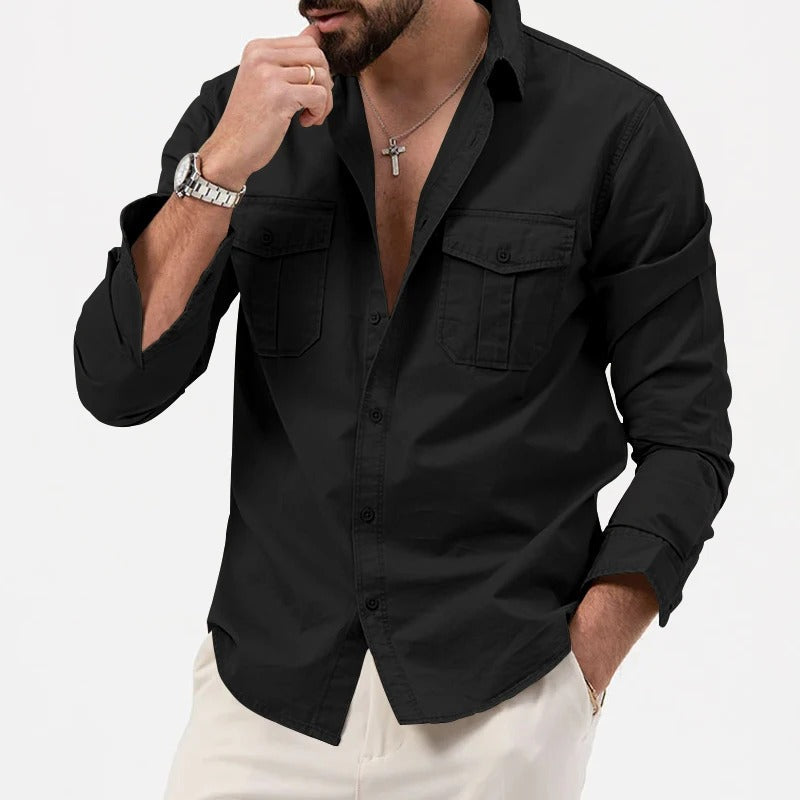 Ethan | Men's Utility Double Pocket Button-Front Shirt