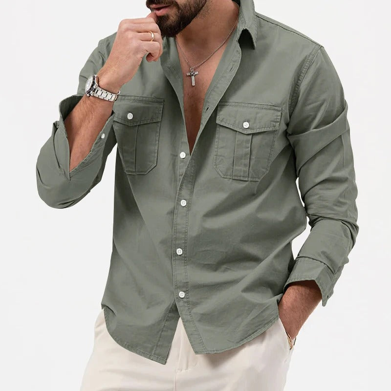 Ethan | Men's Utility Double Pocket Button-Front Shirt