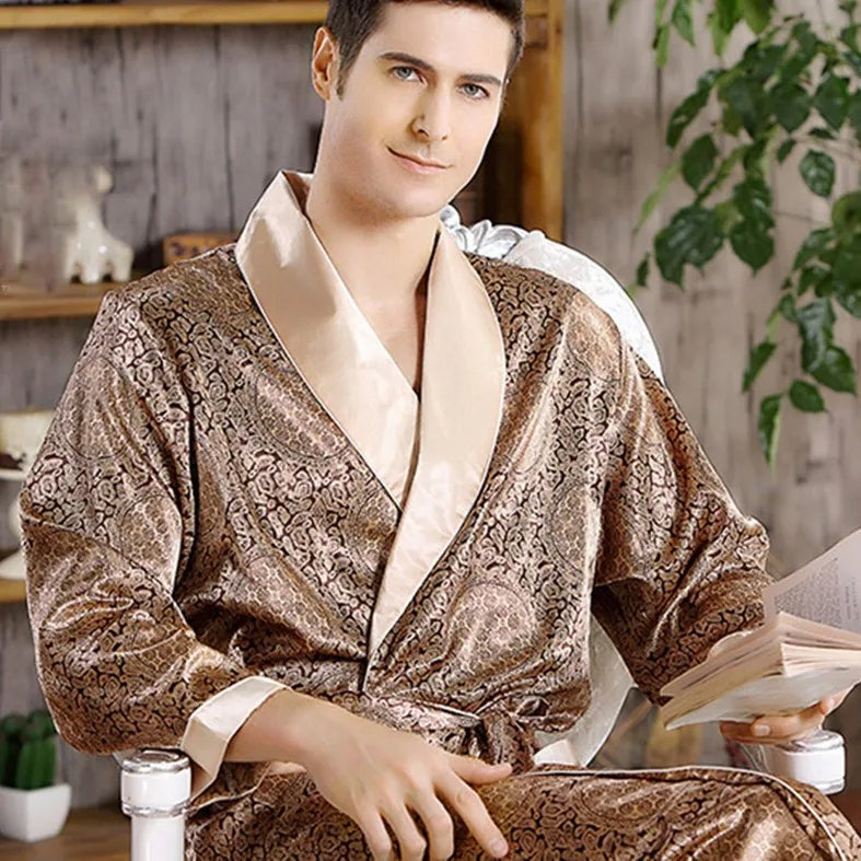 Printed satin robe - product photo 1