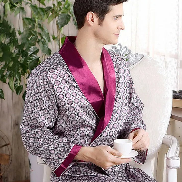 Printed satin robe - product photo 3