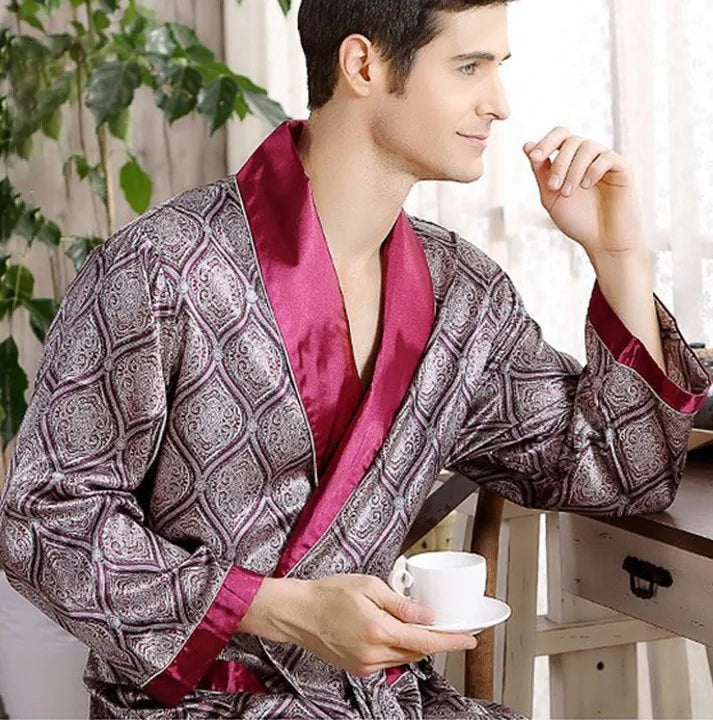 Printed satin robe - product photo 4
